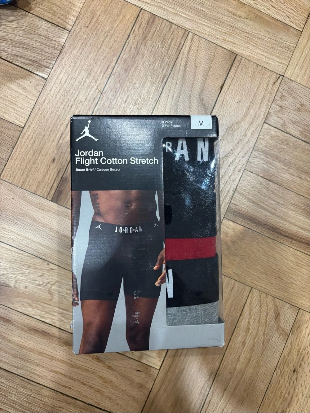 Jordan Flight Cotton Stretch Boxer Briefs 3 Pack Mens Size Medium Gray Red Black